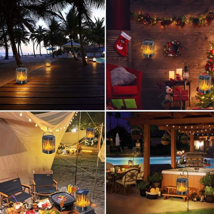 Flickering Flames Solar Lanterns Outdoor Waterproof suppliers
